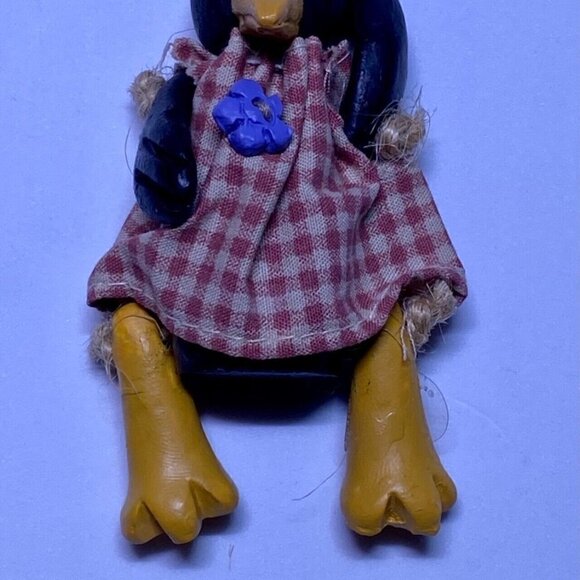 Russ Berrie & Co. 13900 VTG Collectible Crow Bird Jointed Mini’s Wooden Sitters - Picture 7 of 11